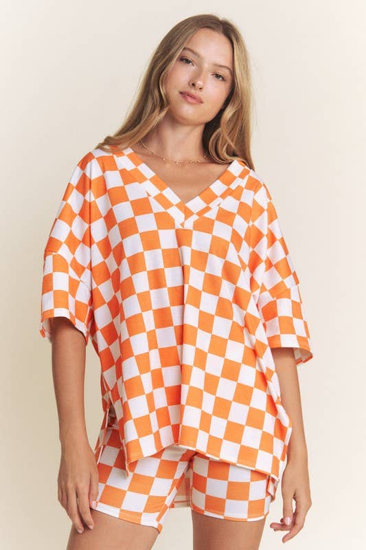 Orange and White Checkered Game Day 2 Piece Set