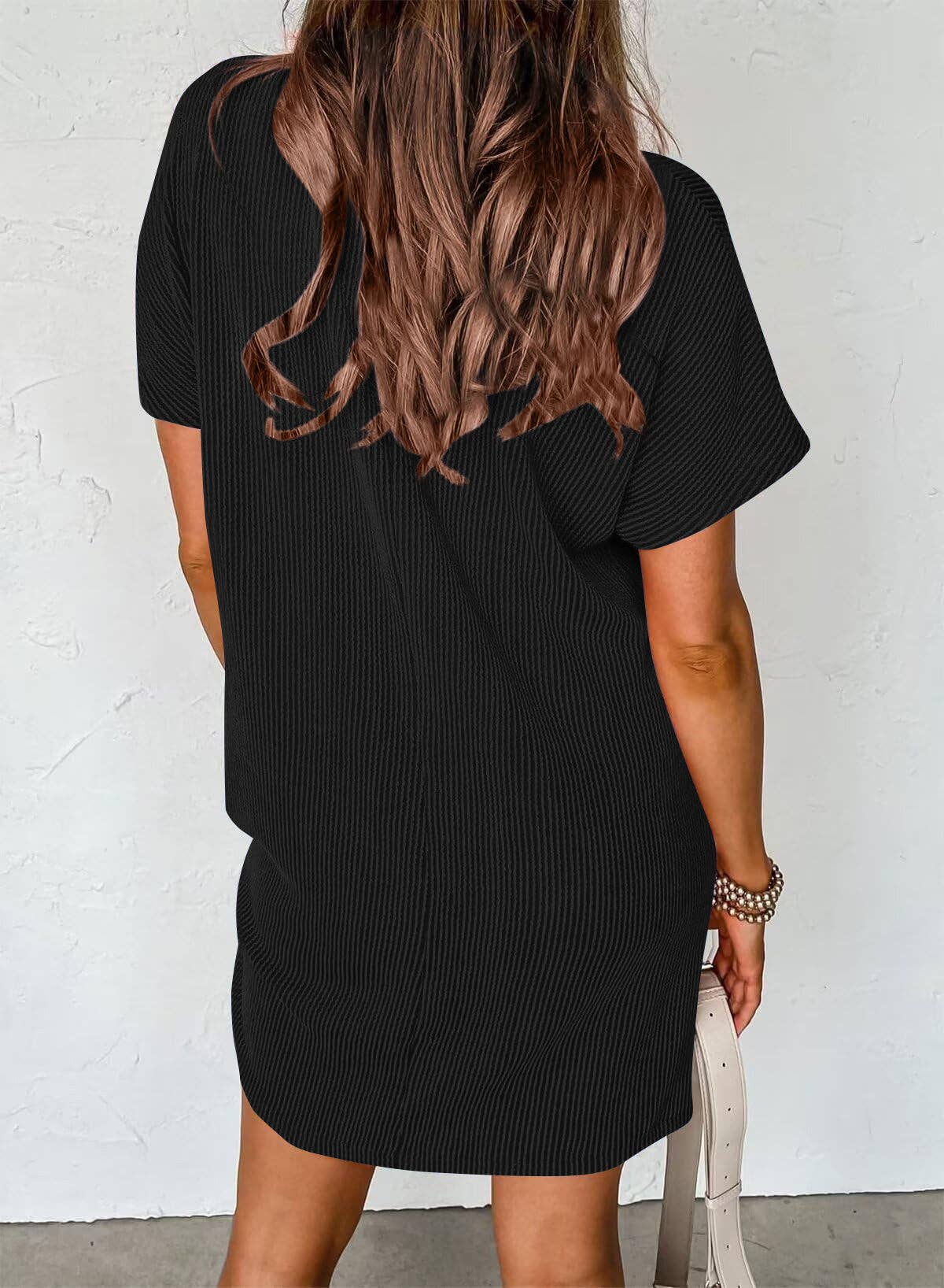 Summer Casual T-Shirt Short-Sleeved Dress in Black