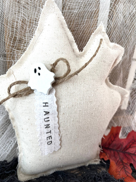 Natural Halloween Haunted House Mini Pillow | Home Decor