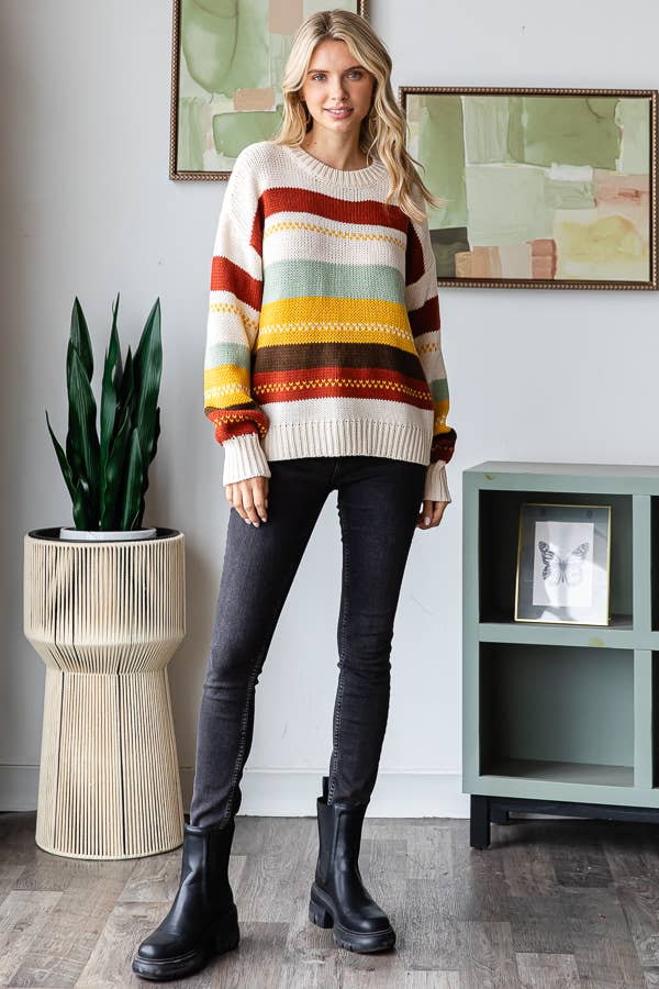 Multi Color Stripe Knit Sweater