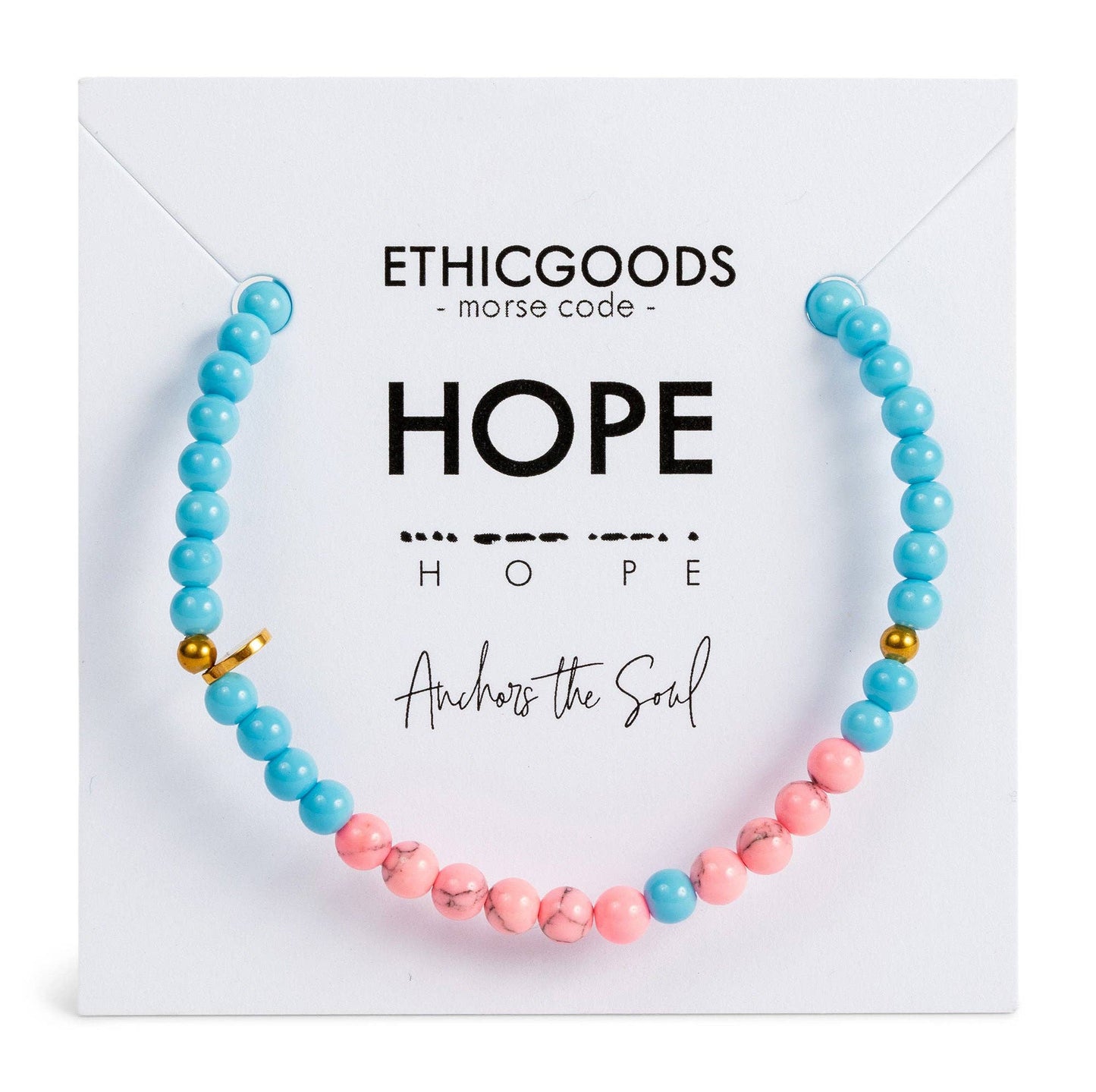 Morse Code Bracelet | HOPE: Light Blue & Pink Marble