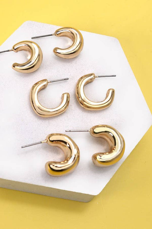 Gold Bubbly Mini Hoop Trio Earrings