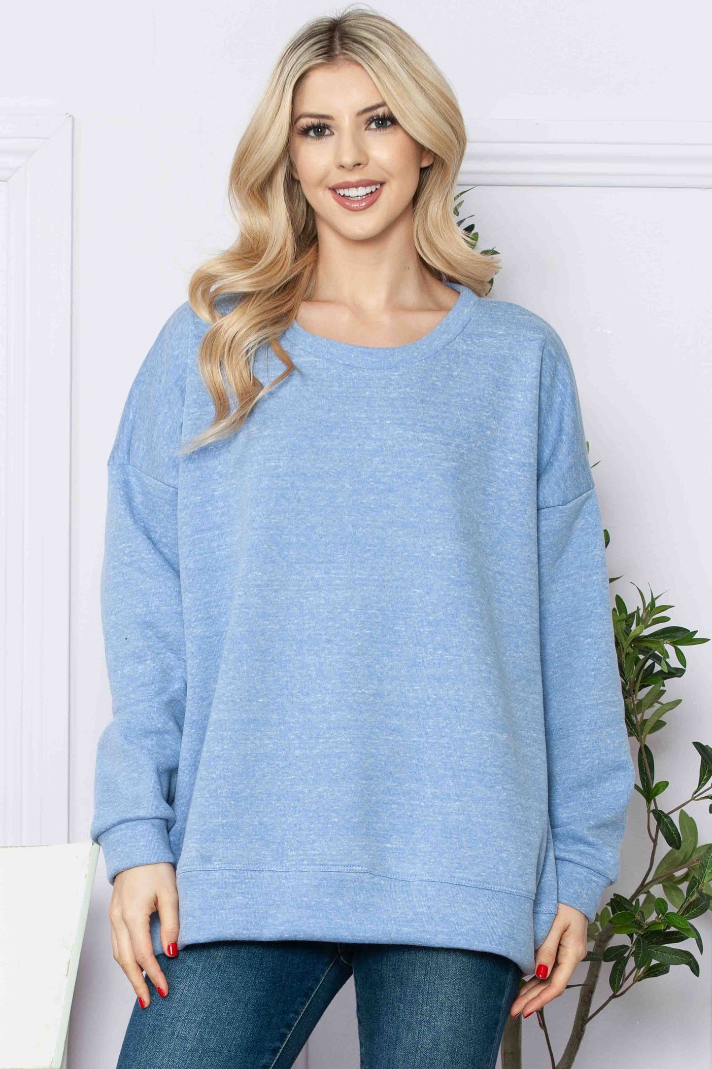 Heather Blue Oversized Sweatshirt