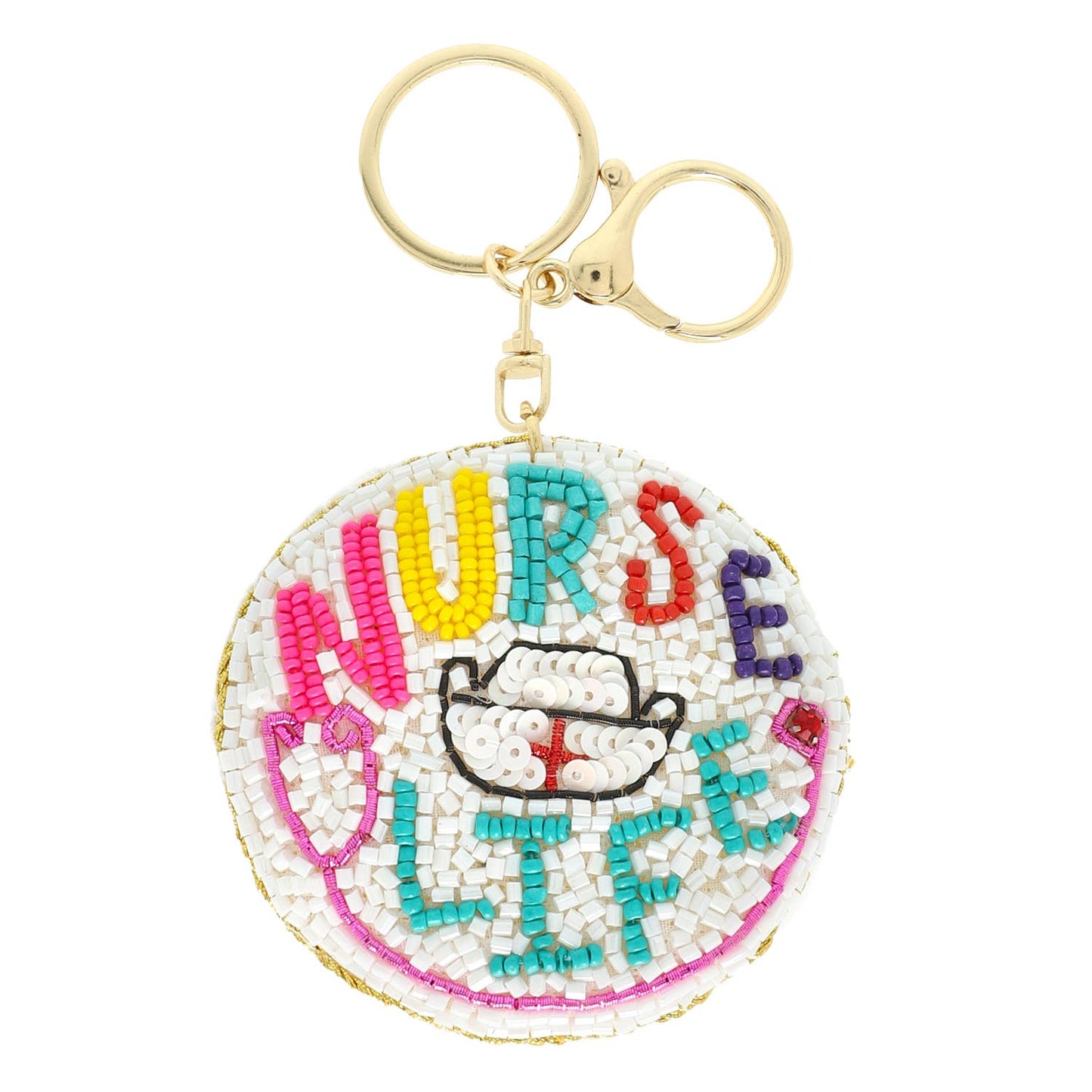 Nurse Life Seed Bead Embroidered Keychain