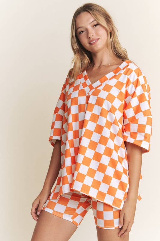 Orange and White Checkered Game Day 2 Piece Set