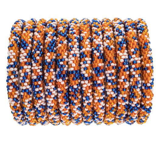 Blue and Orange Speckled Roll-On Bracelet