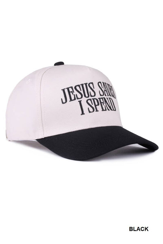 Jesus Saves I Spend Two Tone Black Hat