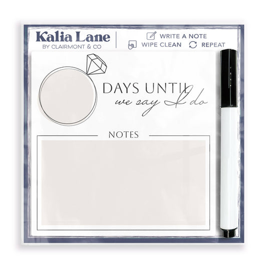 Wedding Countdown Dry Erase Glass Desk Tile