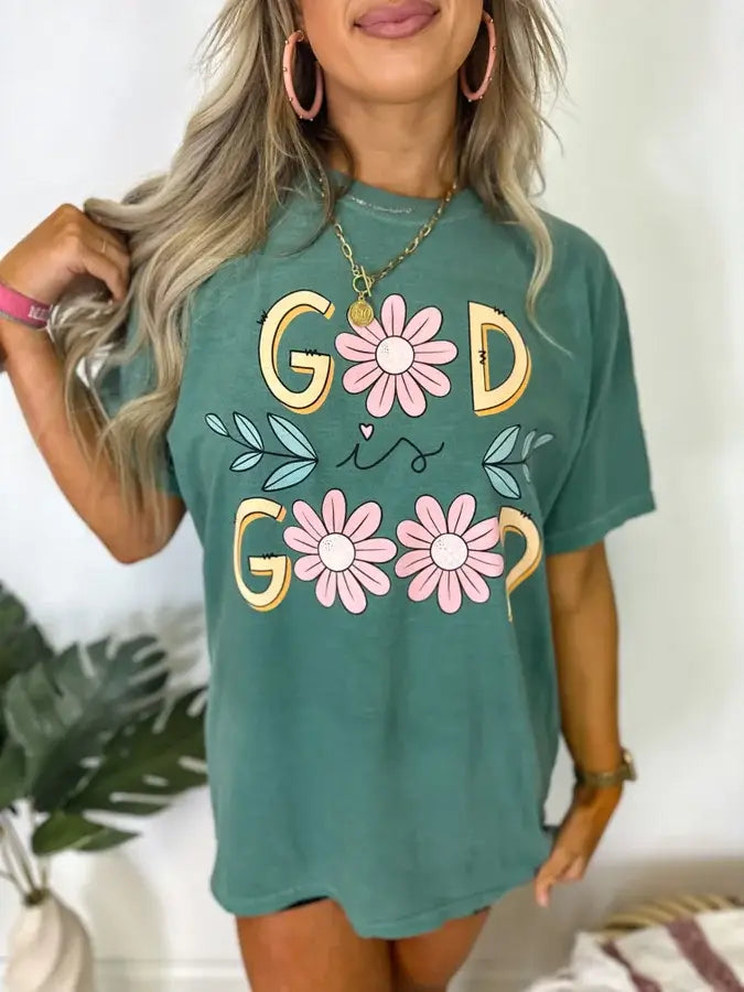 God Is Good Light Green Graphic Tee