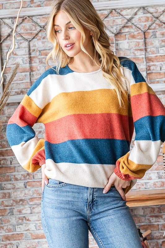 Mustard Stripe Long Sleeve Top