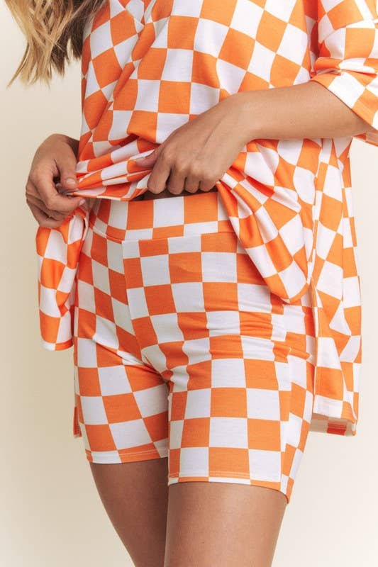 Orange and White Checkered Game Day 2 Piece Set