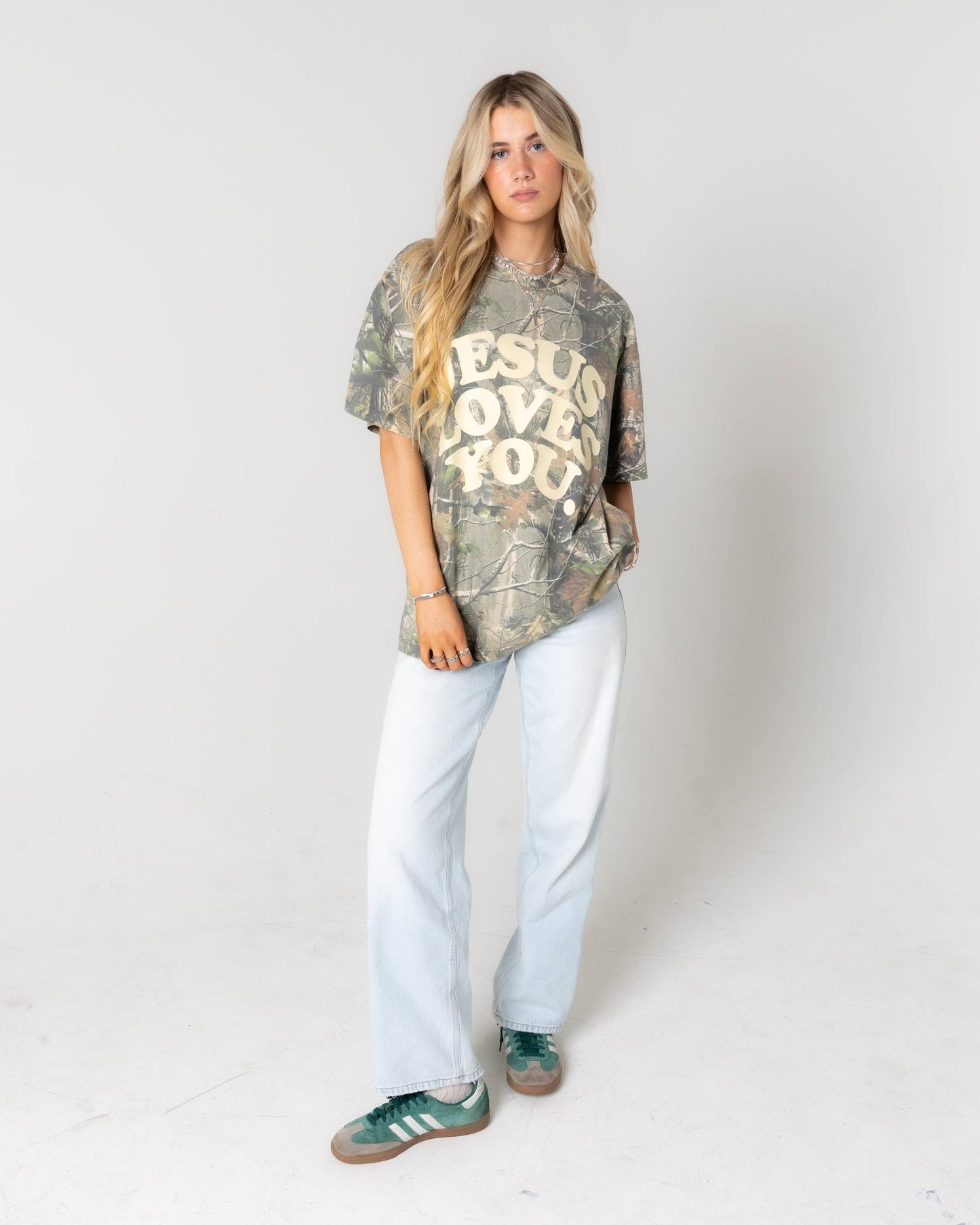 Jesus Loves You Oversized Heavyweight Camo Tee