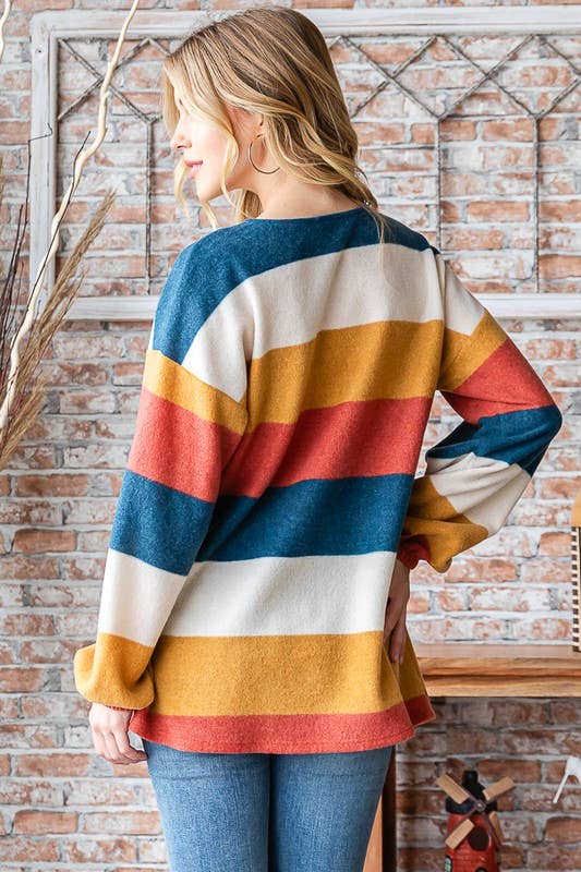 Mustard Stripe Long Sleeve Top