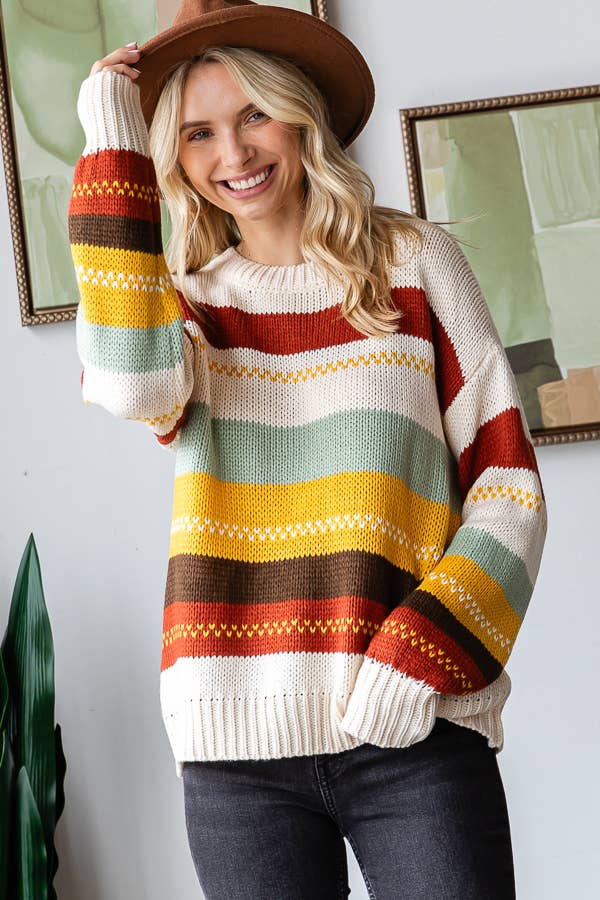 Multi Color Stripe Knit Sweater