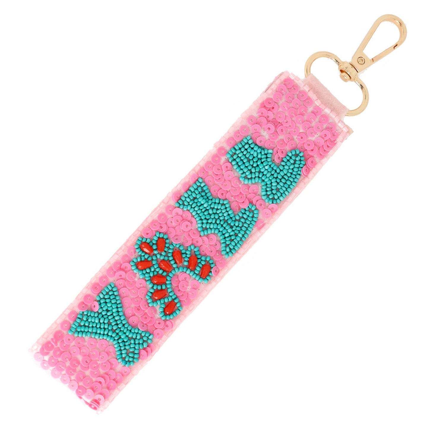 Yall Long Strip Seed Beaded Sequins Keychain