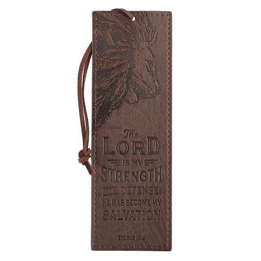 Faux Leather Brown The Lord Is My Strength Ex. 15:2 Bookmark