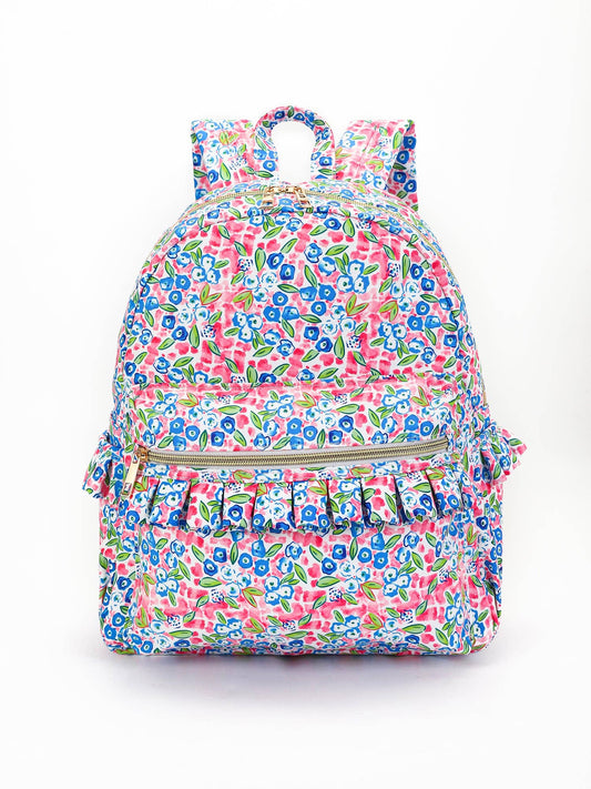 Girls Blue Flower Ruffle Backpack