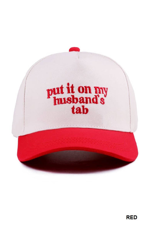 Put It On My Husband's Tab Two Tone Red Hat