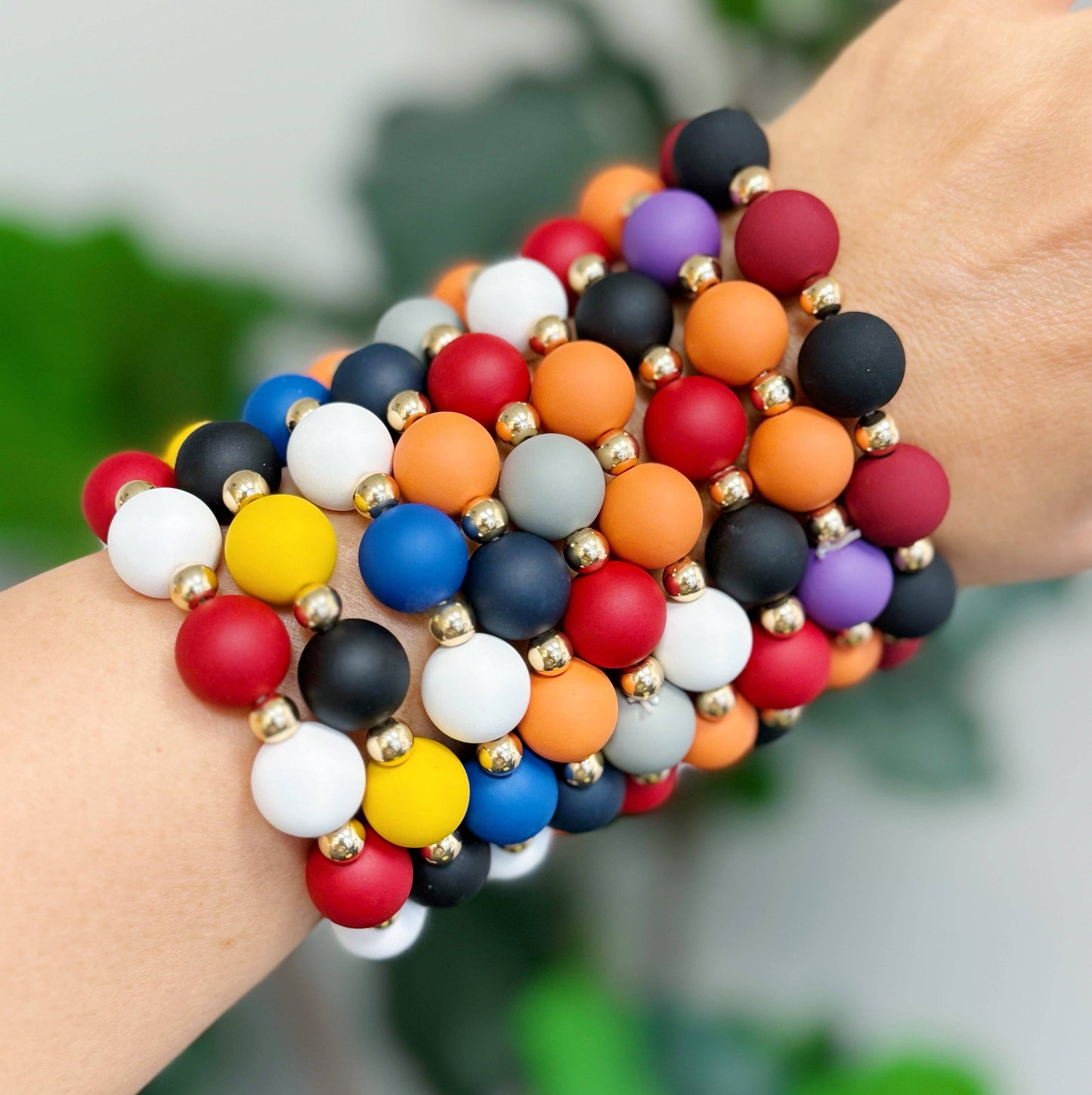 Yellow & Black Champion Ball Bead Stretch Bracelet