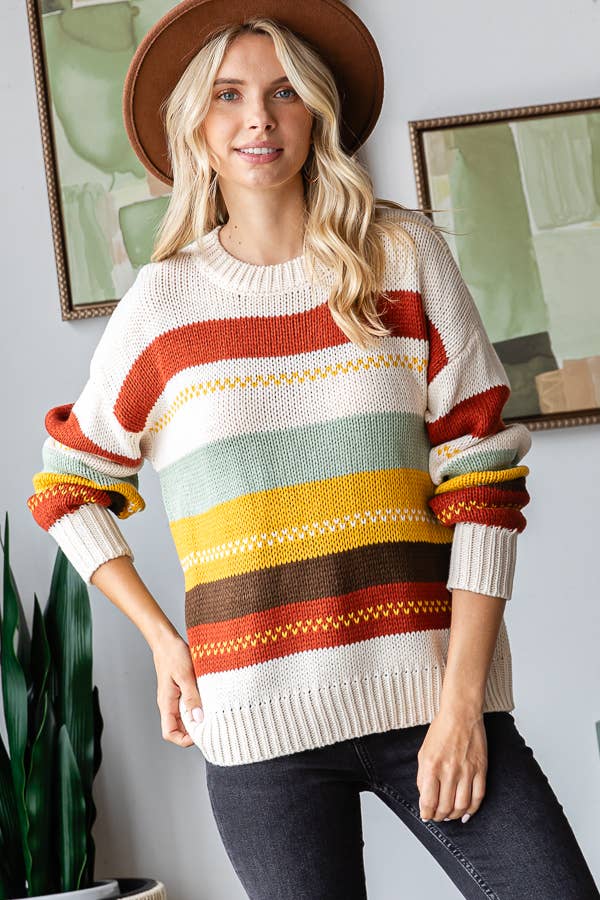 Multi Color Stripe Knit Sweater