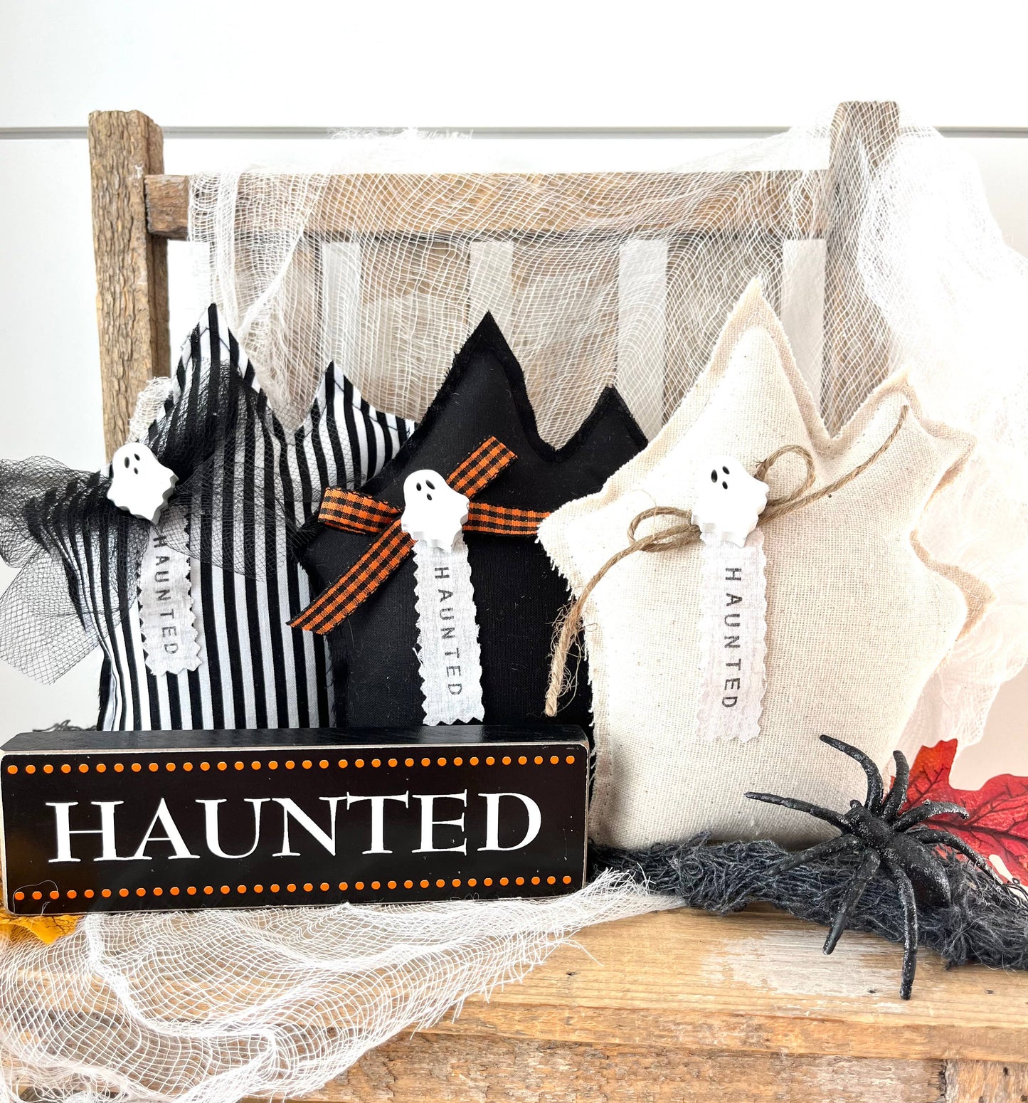 Natural Halloween Haunted House Mini Pillow | Home Decor