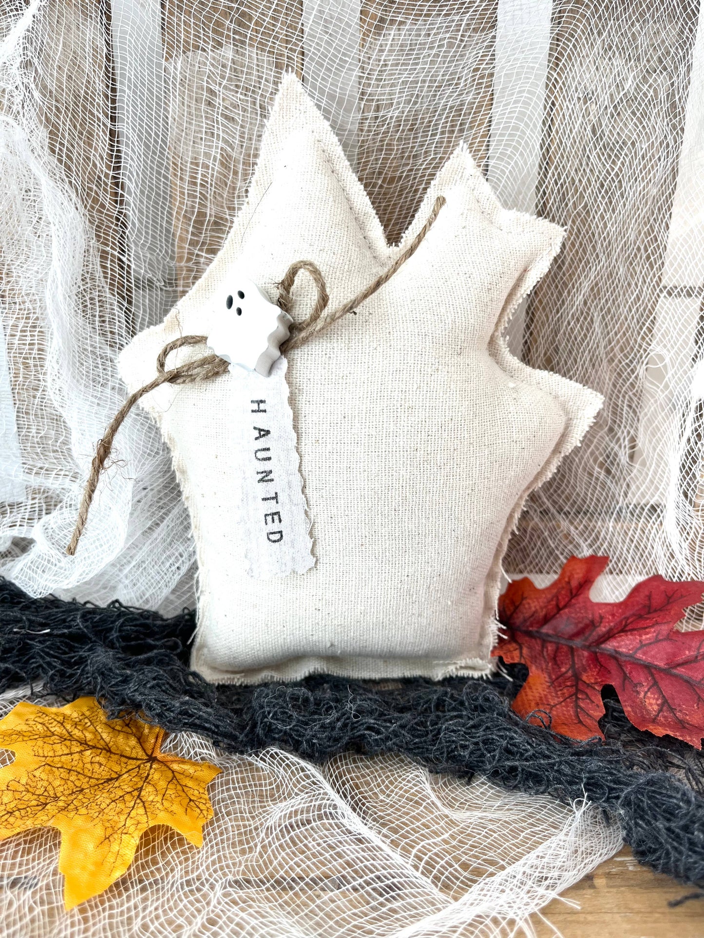 Natural Halloween Haunted House Mini Pillow | Home Decor