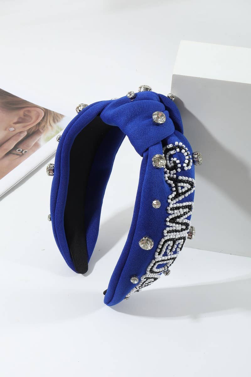 Blue Game Day Team Spirit Rhinestone Headband