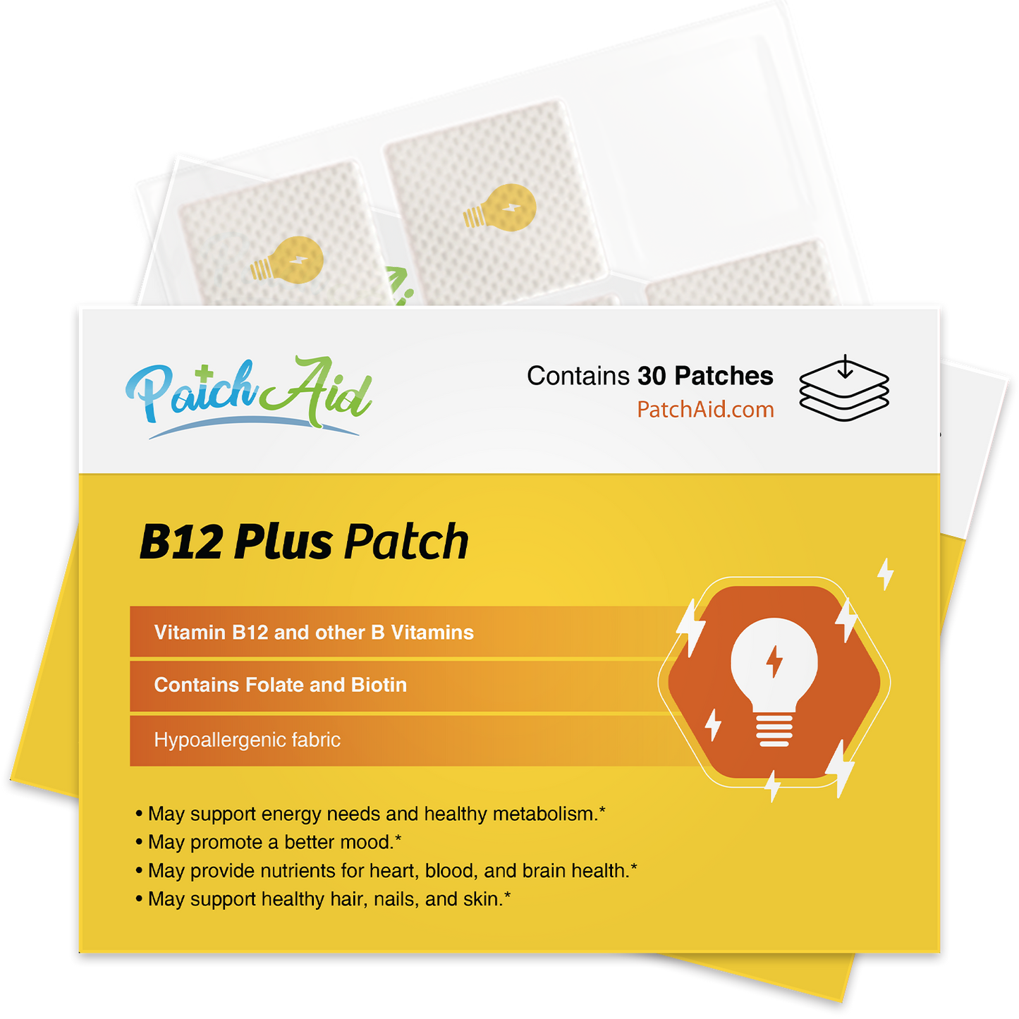 B12 Energy Plus Vitamin Patch - Energy & Mood Support: 1-Pack
