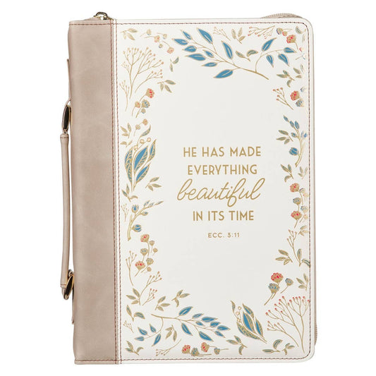 Cream Everything Beautiful Ecc 3:11 Large Bible Cover