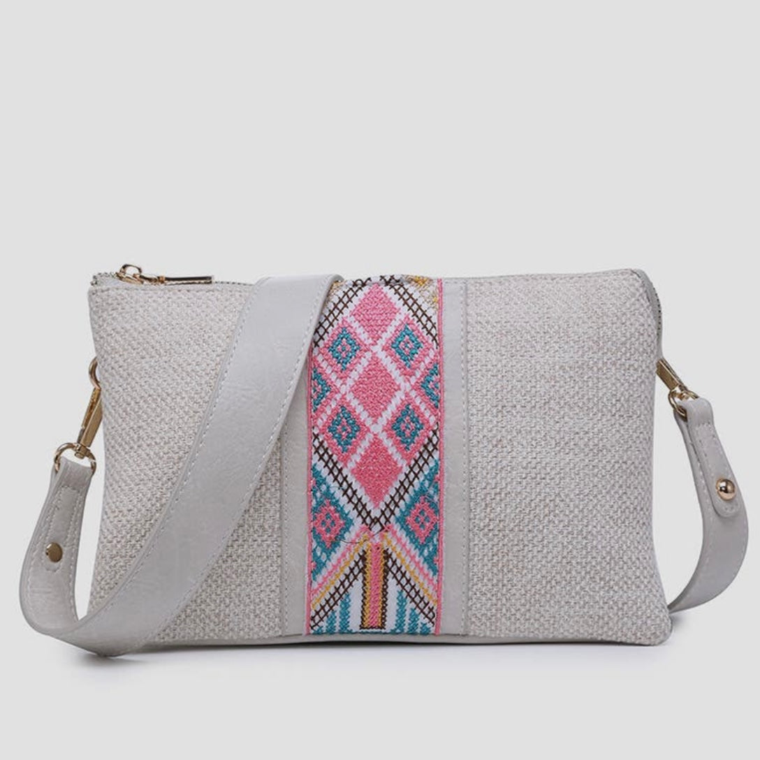 Jen & Co. Izzy Tribal Crossbody w/ Guitar Strap - Pink/Mint