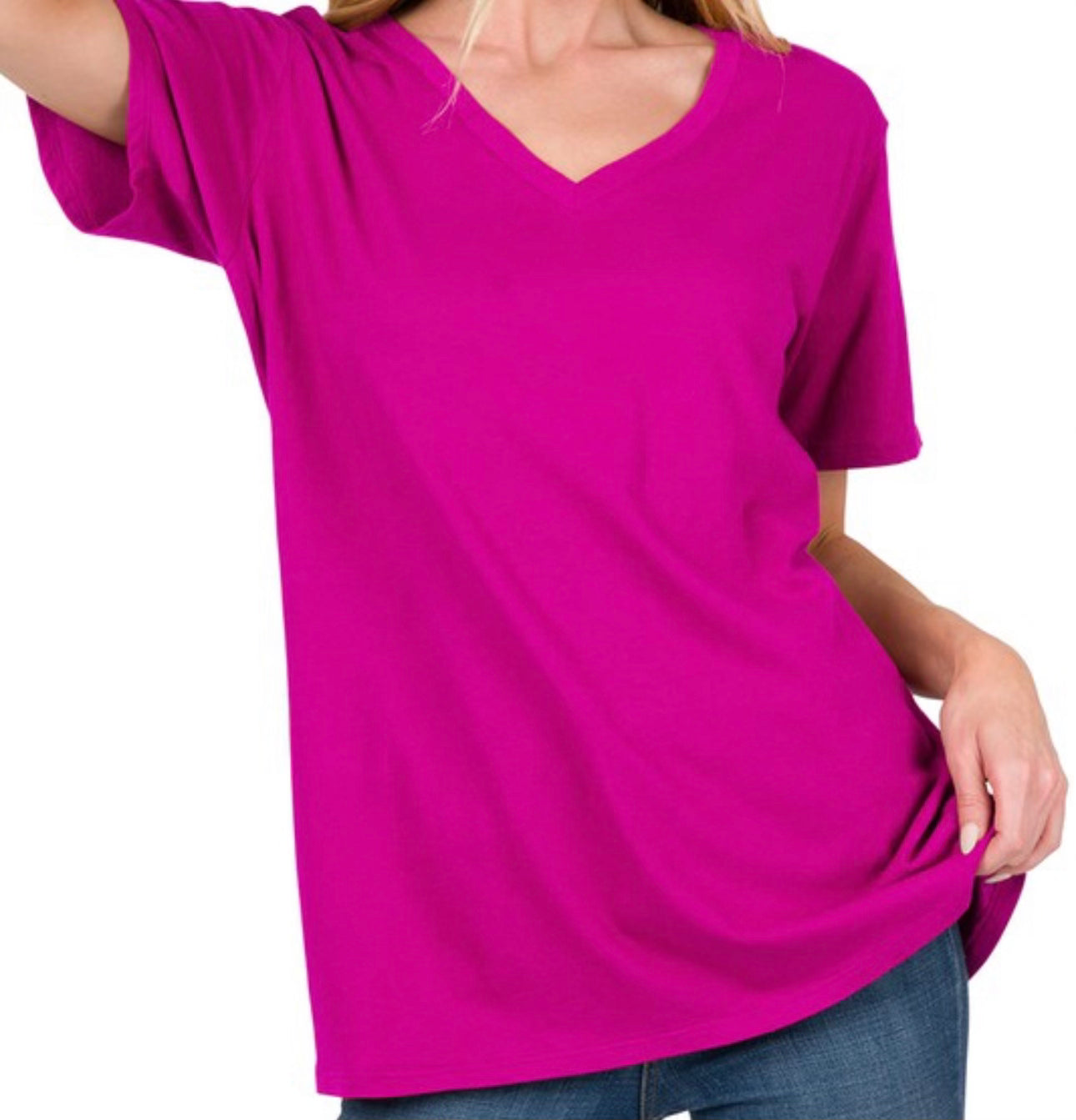 Boyfriend V-Neck Tee, Magenta