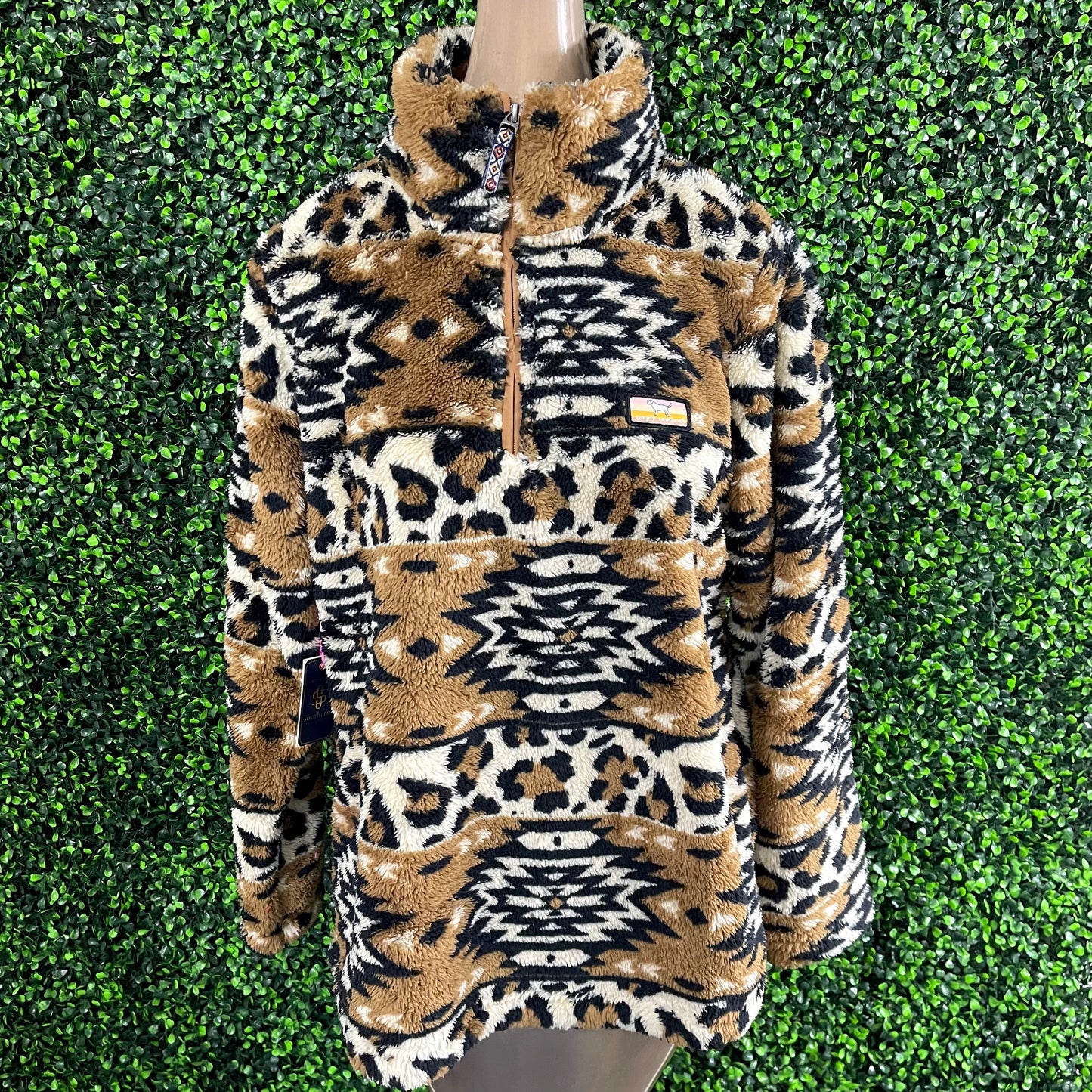 Simply Southern Aztec Leo Classic Sherpa Zip Pullover