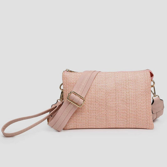 Jen & Co. Izzy Arrowhead Crossbody w/ Guitar Strap - Tan/Pink