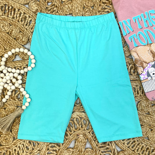 Brushed Microfiber Biker Shorts, Mint