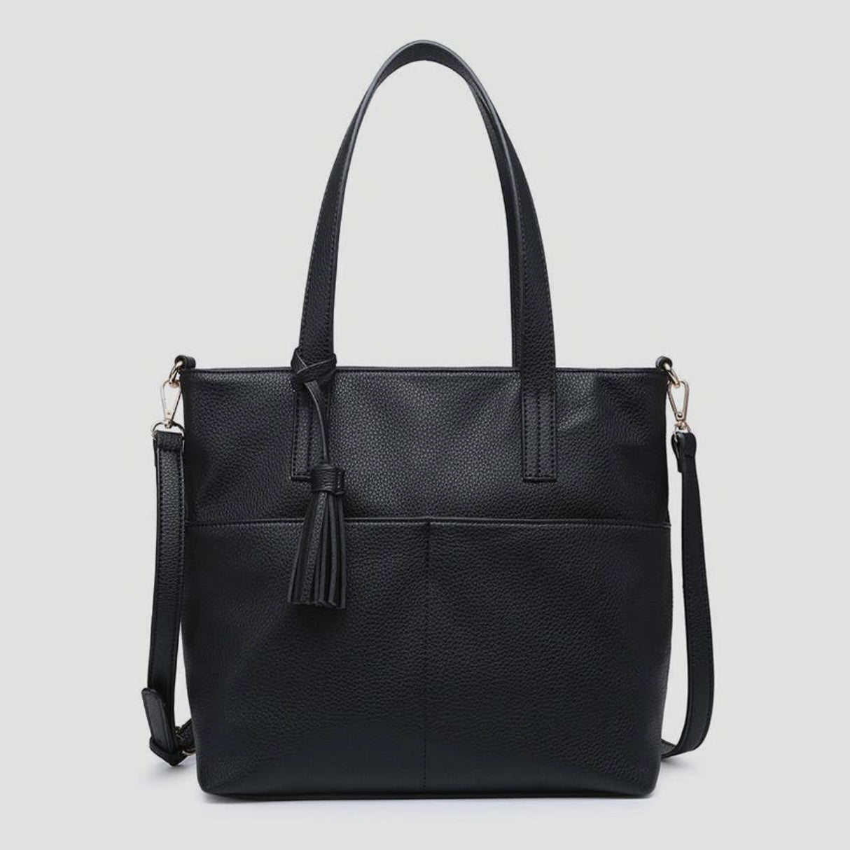 Jen & Co. Cassandra Double Pocket Tote w/ Shoulder Strap - Black