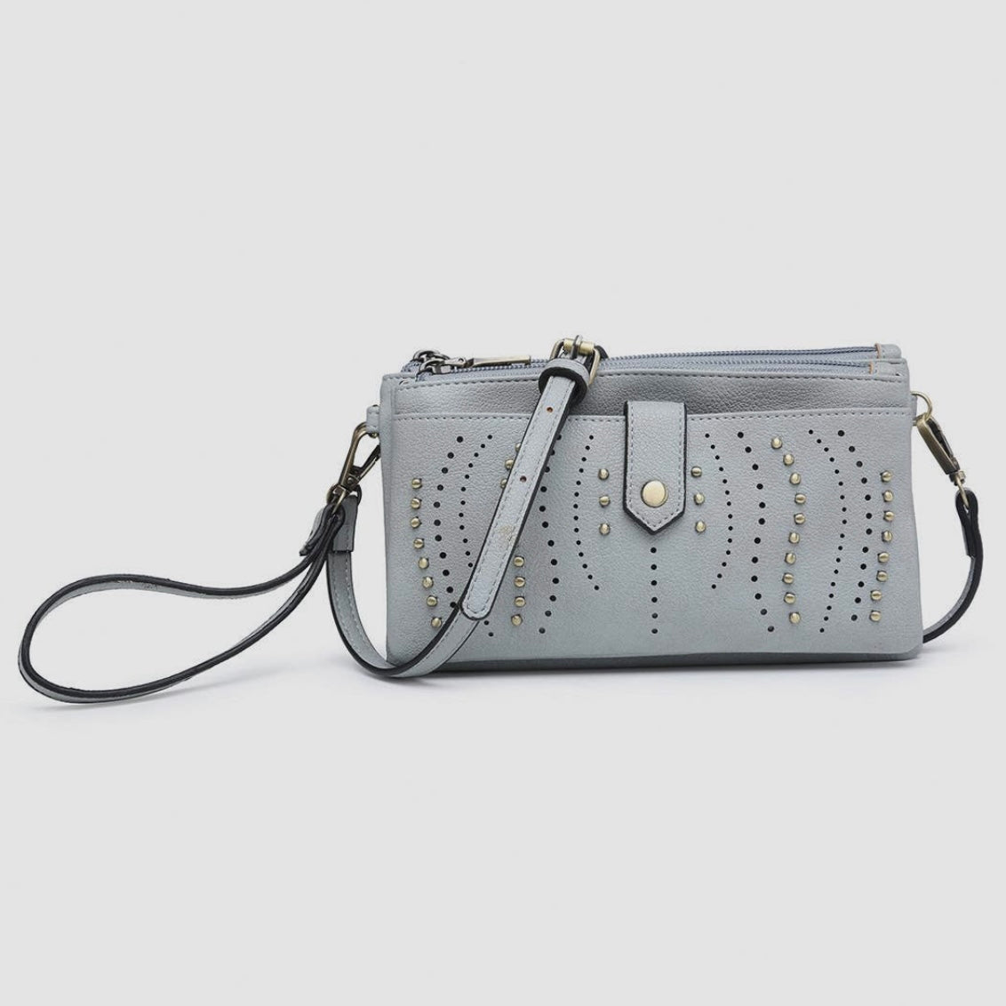 Jen & Co. Ayra Studded Front Wallet/Clutch - Dusty Blue