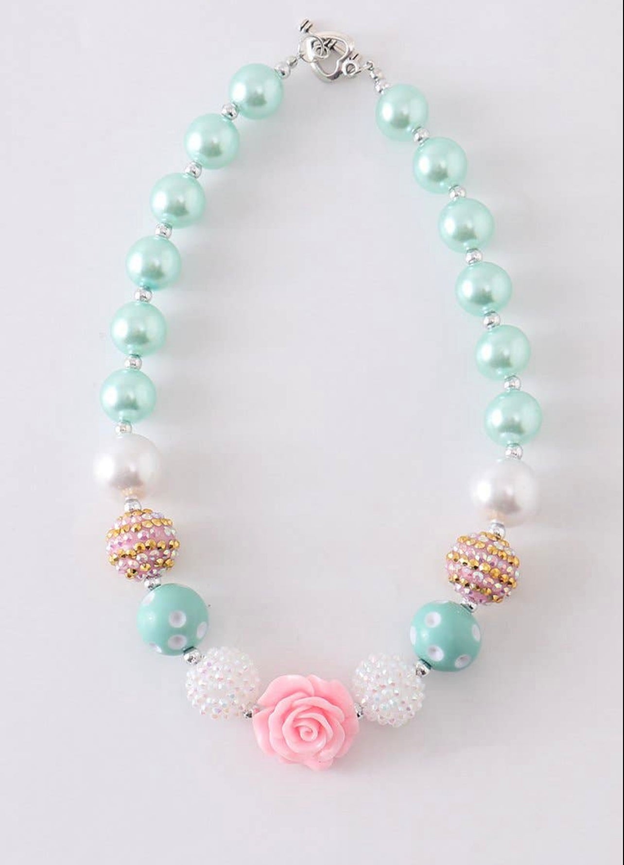 MINT ROSE CHUNKY BEAD NECKLACE