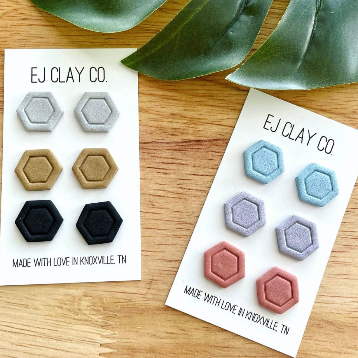 Spring Hexagon Stud Earrings Set