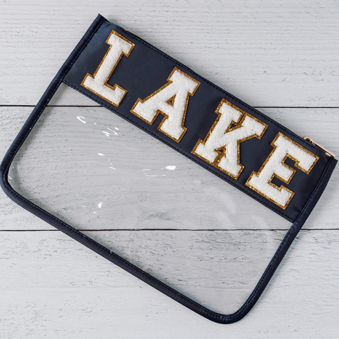 Chenille Letter Clear Pouch - Lake