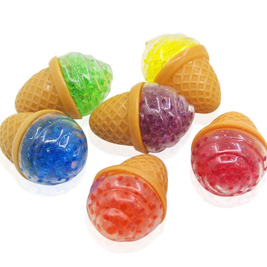 Ice-Cream Cone Water Beads Filled Squishy Ball Toy