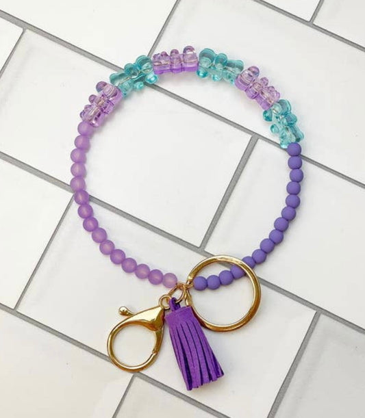 Gummy Bear Bangle Key Ring Purple