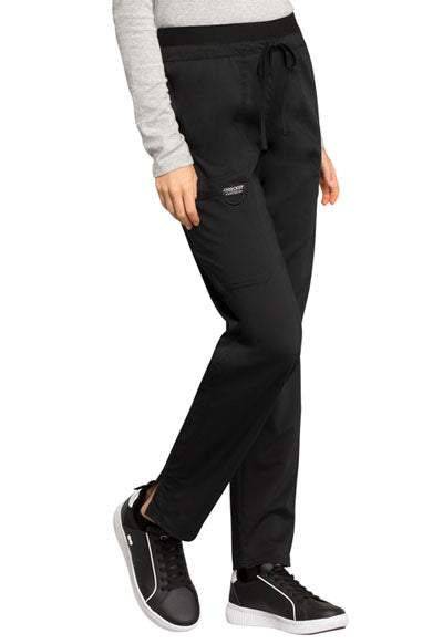 Petite Women’s Cherokee Mid Rise Tapered Leg Drawstring Pants - Black