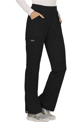 Women’s Cherokee WW110 Revolution Mid Rise Straight Leg Pull-On Pant In Black