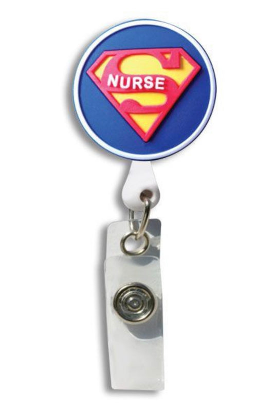 3D Rubber Retractable Badge Reel - Super Nurse