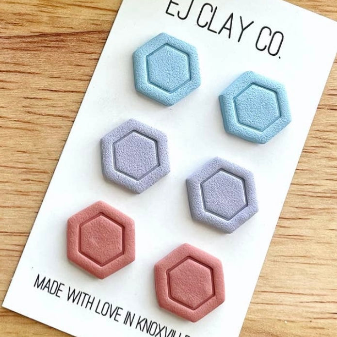 Spring Hexagon Stud Earrings Set