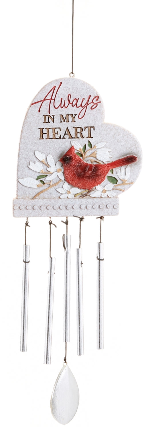 Heart Shaped Cardinal Windchime