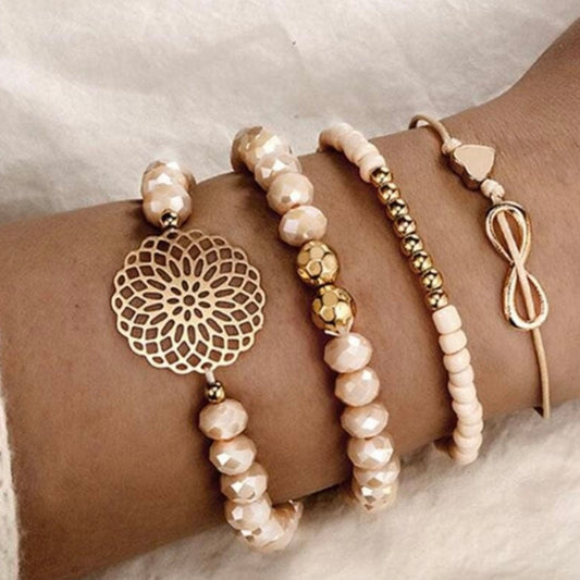 Rose Gold Stretchy Bracelet Set