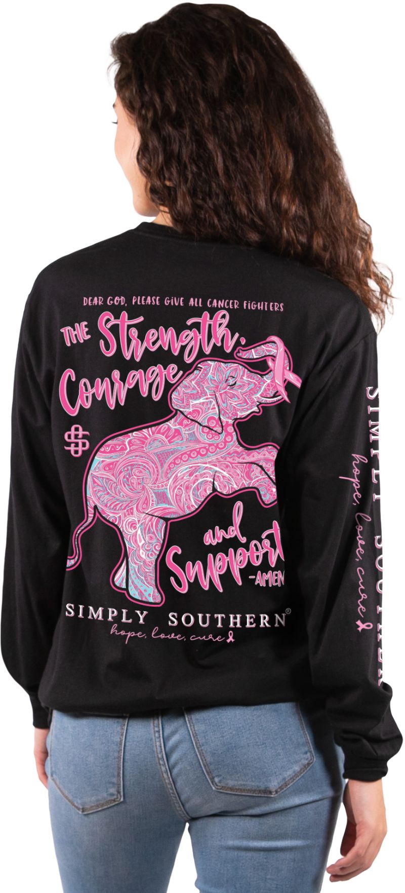 Simply Southern Pink Ribbon Long Sleeve Tee