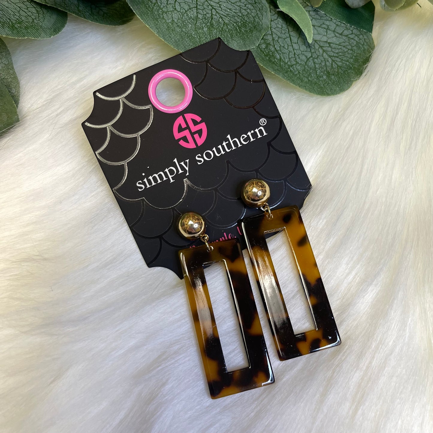 Simply Southern Brown Rectangle Earrings