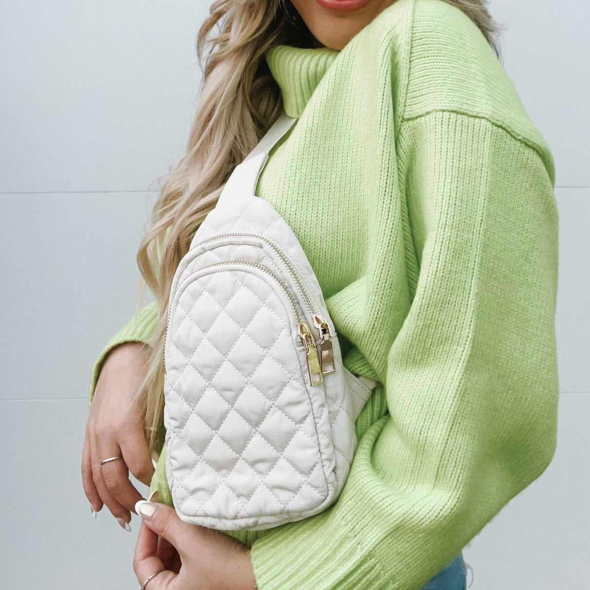 Cream Pinelope Puffer Bum Bag